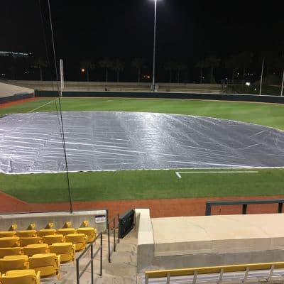 Cover on a baseball field